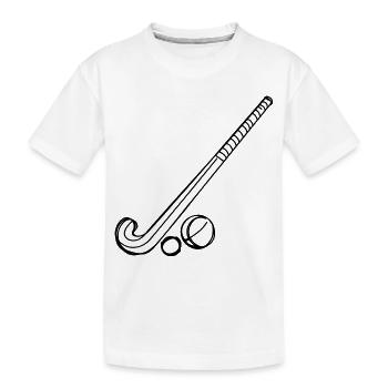 Field hockey stick and ball - Kids' Premium Organic T-Shirt - white - Front