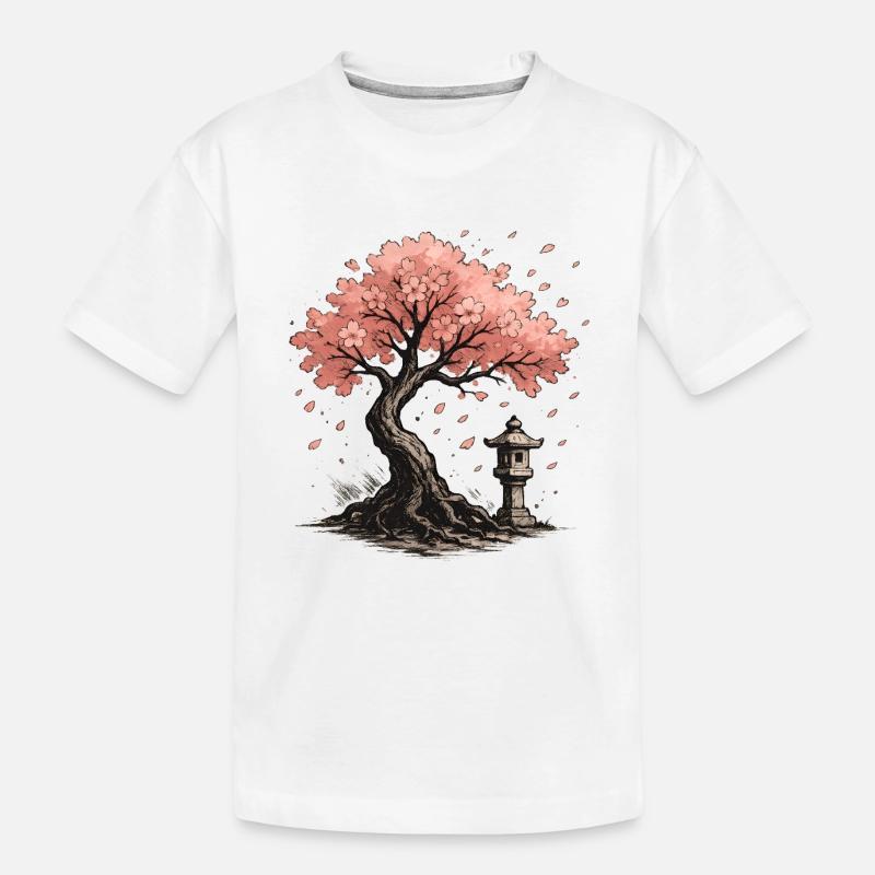 Conception d’arbre de cerisier japonais en fleurs - T-shirt bio Premium Enfant - blanc