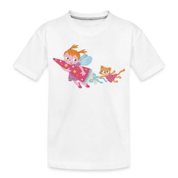 Einschulung Fee, Hurra ich bin ein Schulkind! - Kinder Premium Bio T-Shirt - Weiß - Vorne