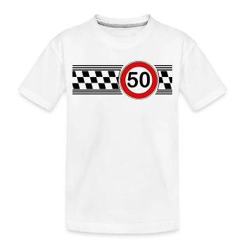 50s Race Check Motif Shirt - Kids' Premium Organic T-Shirt - white - Front