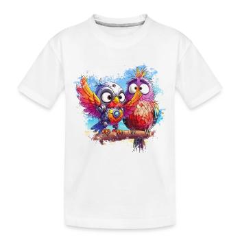 Strandroboter Vögel, Licht, Freude, Farben - Kinder Premium Bio T-Shirt - Weiß - Vorne