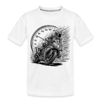 Biker, der von Geschwindigkeit angetrieben wird - Kinder Premium Bio T-Shirt - Weiß - Vorne