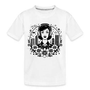 frau gesicht – frau, kopfhörer, skyline, platz - Kinder Premium Bio T-Shirt - Weiß - Vorne