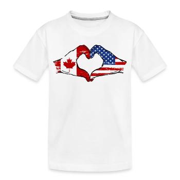 Kanada USA Flagge Herzform used - Kinder Premium Bio T-Shirt - Weiß - Vorne