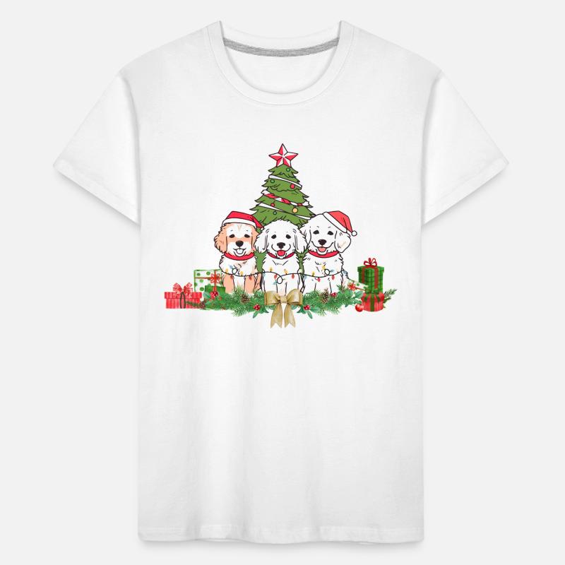 Conception de chiots festifs et d’arbres de Noël T-shirt bio Premium Enfant