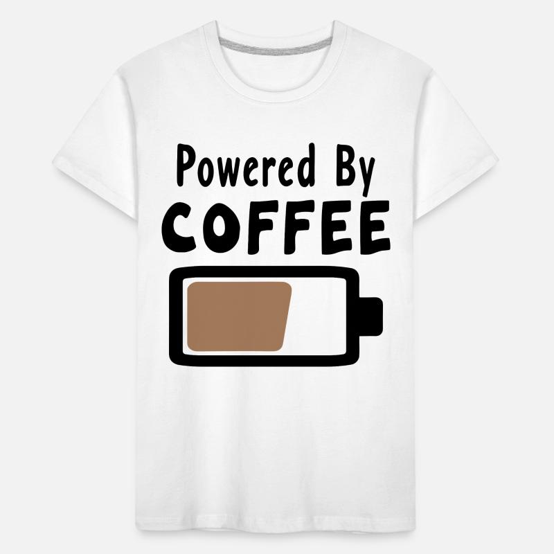 Powered By Coffee - Kaffee Statement Spruch Kinder Premium Bio T-Shirt