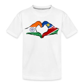 India Namibia Flag Hands Heart Shape used - Kids' Premium Organic T-Shirt - white - Front