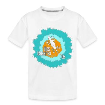 Baleares Gecko Illustration - Kinder Premium Bio T-Shirt - Weiß - Vorne