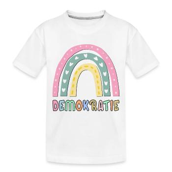 KINDER REGENBOGEN DEMOKRATIE - Kinder Premium Bio T-Shirt - Weiß - Vorne