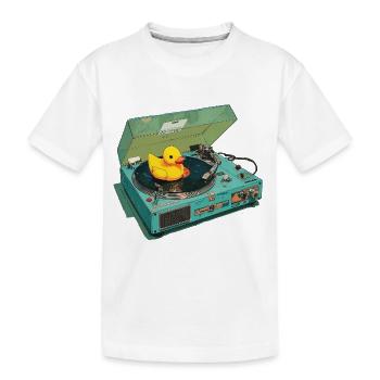 Gummiente auf Plattenspieler - Kinder Premium Bio T-Shirt - Weiß - Vorne