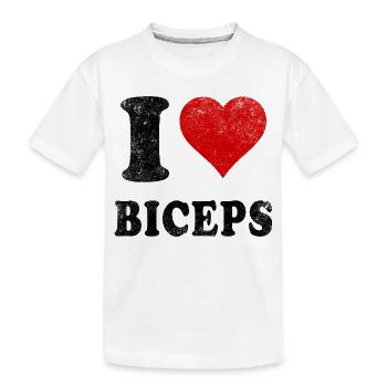 Ich liebe (Herz) Bizeps Gym Muskeln Heben Arme fit - Kinder Premium Bio T-Shirt - Weiß - Vorne