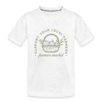 Unterstützen Sie Ihren lokalen Bauernmarkt-Ernährungshändler - Kinder Premium Bio T-Shirt - Weiß - Vorne