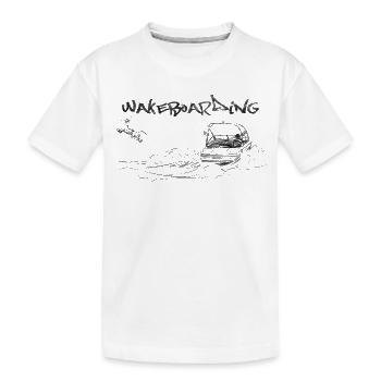 Wakeboarding Action Motif - Kids' Premium Organic T-Shirt - white - Front
