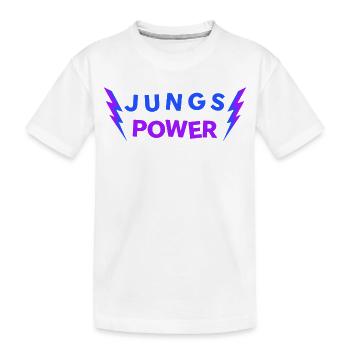 JUNGS POWER - Glücksbringer Jungen Männer - Kinder Premium Bio T-Shirt - Weiß - Vorne