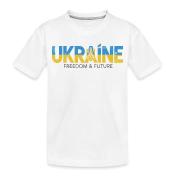 Ukrainischer Dreizack Friedensdesign - Kinder Premium Bio T-Shirt - Weiß - Vorne