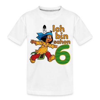 Yakari Ich Bin Schon Sechs Geburtstagsdesign - Kinder Premium Bio T-Shirt - Weiß - Vorne