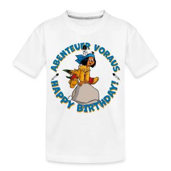 Yakari Abenteuer Voraus Happy Birthday - Kinder Premium Bio T-Shirt - Weiß - Vorne