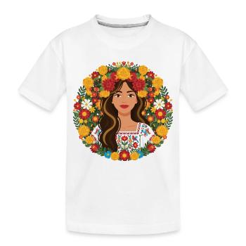 Fleurs Sauvages Fille Mexicaine Fleurs - T-shirt bio Premium Enfant - blanc - Devant