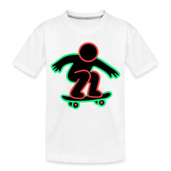 Neon Skateboarder Line Art - Kids' Premium Organic T-Shirt - white - Front