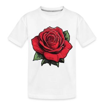 Rose in rot - Kinder Premium Bio T-Shirt - Weiß - Vorne