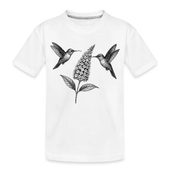 Kolibris mit Blume Boho Cottagecore - Kinder Premium Bio T-Shirt - Weiß - Vorne