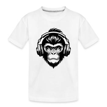 Rebellious Monkey Head DJ Grooves Underground Shirt - Kids' Premium Organic T-Shirt - white - Front