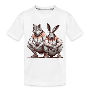 Squat slave Squat russe Lièvre et loup Cadeau - T-shirt bio Premium Enfant - blanc - Devant