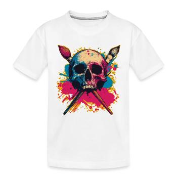 Crâne et pinceaux croisés - T-shirt bio Premium Enfant - blanc - Devant