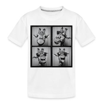 Funny Giraffe Sunglasses Photo Booth - Kids' Premium Organic T-Shirt - white - Front