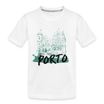 Porto historic center tram illustration - Kids' Premium Organic T-Shirt - white - Front