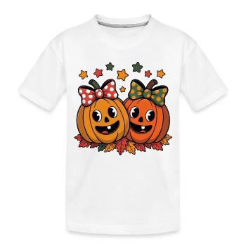 Citrouilles d’Halloween avec arcs - T-shirt bio Premium Enfant - blanc - Devant