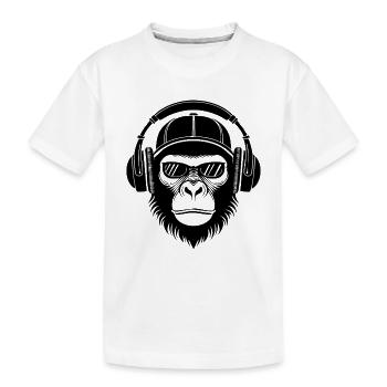 Affenkopf Brille Cap DJ Groove Shirt - Kinder Premium Bio T-Shirt - Weiß - Vorne