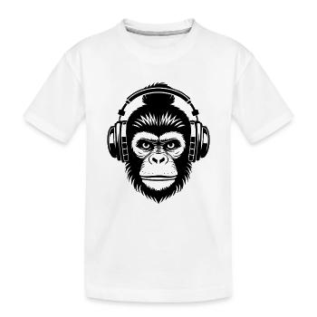 Entspannt Affenkopf Chillout Lounge Beat Shirt - Kinder Premium Bio T-Shirt - Weiß - Vorne