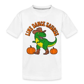Cowboy dino with pumpkins - Kids' Premium Organic T-Shirt - white - Front