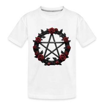 Rosenkreis Pentagramm Gothic - Kinder Premium Bio T-Shirt - Weiß - Vorne
