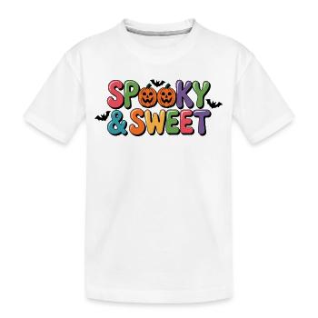 Spooky & Sweet Halloween Motiv - Kinder Premium Bio T-Shirt - Weiß - Vorne