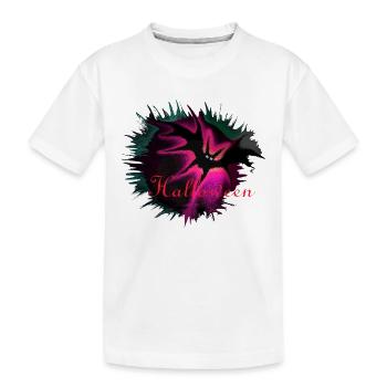 Halloween Nebula Splash Fledermaus Pink Nacht - Kinder Premium Bio T-Shirt - Weiß - Vorne