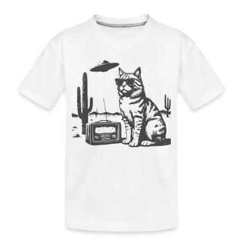 Sonnenbrillenkatze im Wüsten-Retro - Kinder Premium Bio T-Shirt - Weiß - Vorne