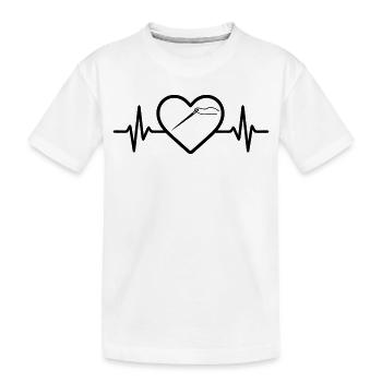 Nähen Garnrolle Nadel Schere Herz - Kinder Premium Bio T-Shirt - Weiß - Vorne