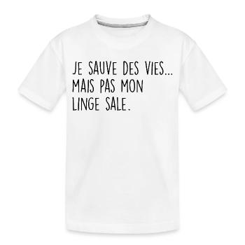 Je sauve des vies… mais pas mon linge sale - T-shirt bio Premium Enfant - blanc - Devant
