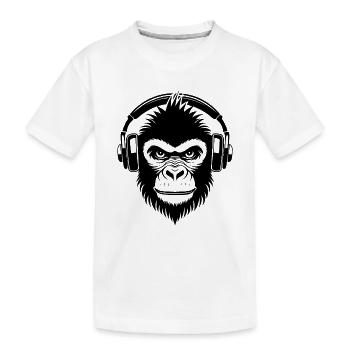 Singe de dessin animé coquin avec casque Chemise - T-shirt bio Premium Enfant - blanc - Devant