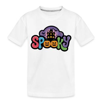 Spooky Halloween Haus Illustration - Kinder Premium Bio T-Shirt - Weiß - Vorne