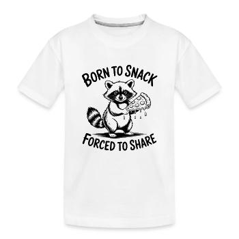 Né pour grignoter, forcé de partager - Drôle de raton laveur - T-shirt bio Premium Enfant - blanc - Devant