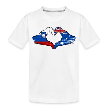 Australia Slovenia flags hands used - Kids' Premium Organic T-Shirt - white - Front