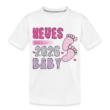Werdende Mutter NEUES BABY 2026 Lustiges - Kinder Premium Bio T-Shirt - Weiß - Vorne
