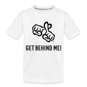 Mettez-vous derrière moi ! (Croix / Bible / Religion / 1C) - T-shirt bio Premium Enfant - blanc - Devant