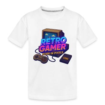 Retro Gamer né en pixels - T-shirt bio Premium Enfant - blanc - Devant