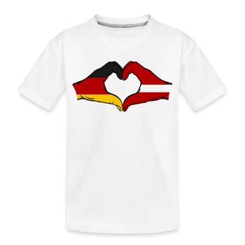 Hollande Lettonie drapeau mains forme de coeur utilisé - T-shirt bio Premium Enfant - blanc - Devant