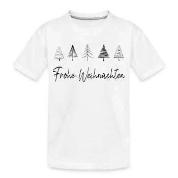 Frohe Weihnachten Linienbäume - Kinder Premium Bio T-Shirt - Weiß - Vorne