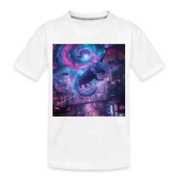 Neondrache über Megacity - Kinder Premium Bio T-Shirt - Weiß - Vorne